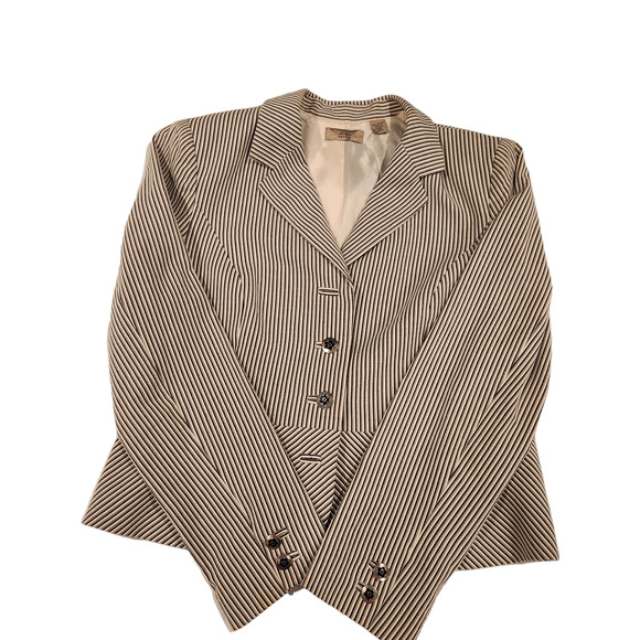 I.E. Petite Black & Lavender Pinstripe Blazer Size 14P - Picture 5 of 7